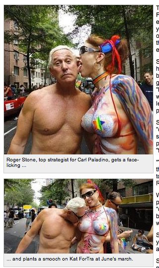 Roger Stone at a gay "pride" parade in New York City in 2010.