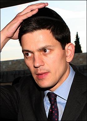 David Miliband with Jewish skullcap