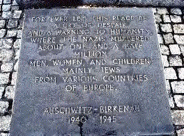 Auschwitz plaque after 1990: 1.5 million dead