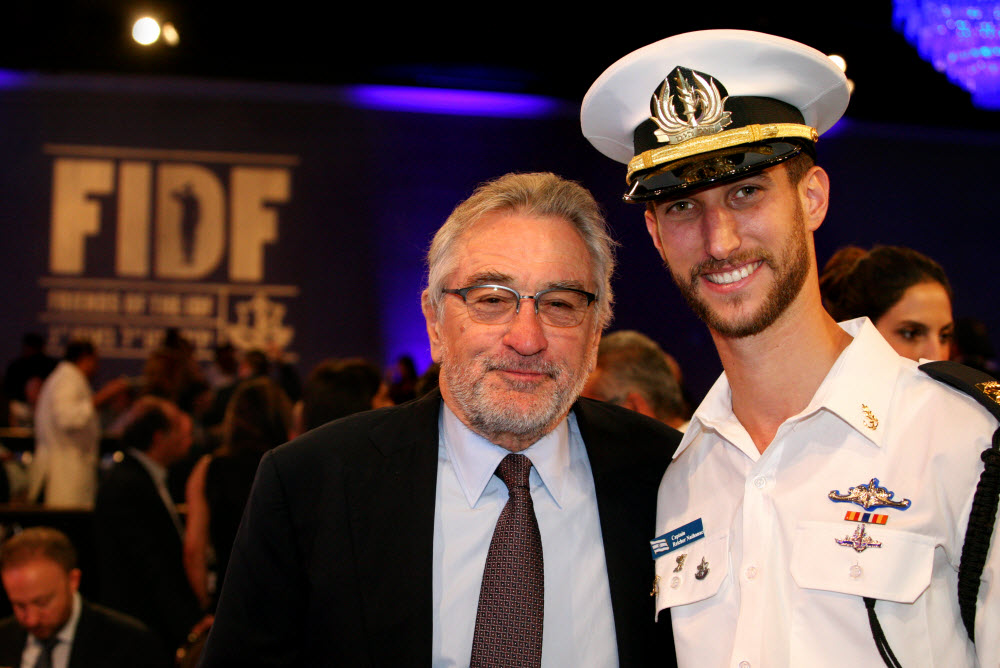 Robert De Niro with the Israeli military at the Friends of Israel Defense Forces party, 2018.