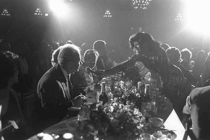 Diana Ross singing to Prime Minister Yitzhak Rabin in 1976