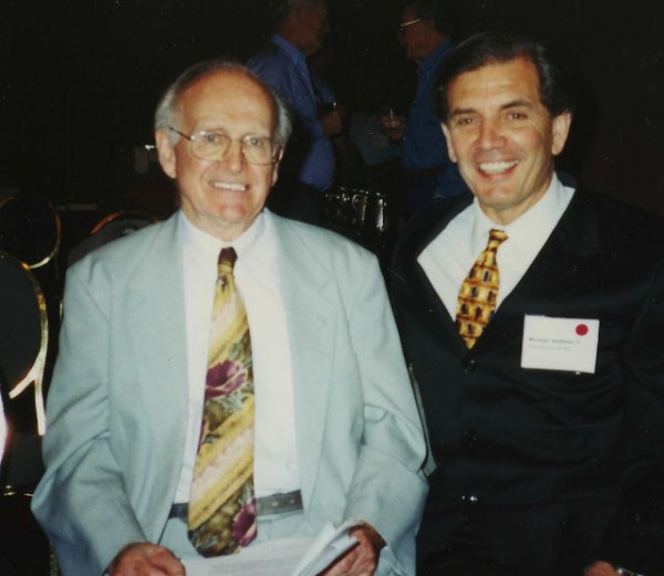 Robert Faurisson and Michael Hoffman at the conference of the Institute for Historical Review, Irvine, California, 2002
